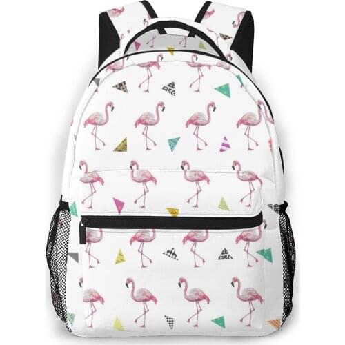 2021 OLN Travel Backpacks Flamingos And Triangles Girl Backpack For Women Large Capacity School Bag For Teenage