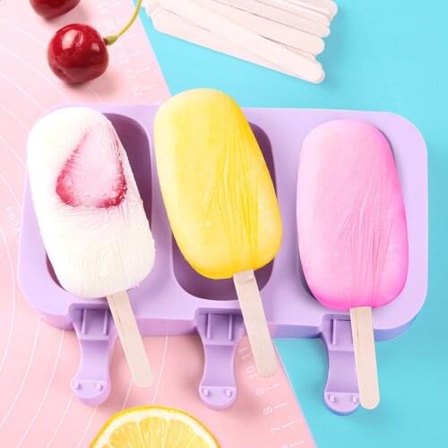 Food Grade Silicone Ice Cream Mold DIY Homemade Popsicle Mold Ice Lolly Mould Popsicle Makers with Wooden Popsicle Sticks
