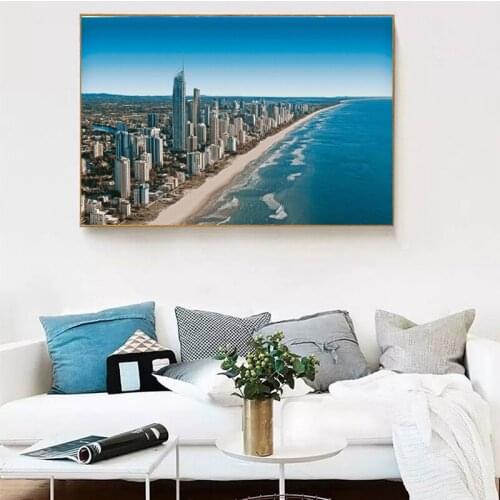 Gold Coast Of Australia Cityscape Canvas Painting Print Living Room Home Decor Modern Wall Art Oil Painting Poster Salon Picture