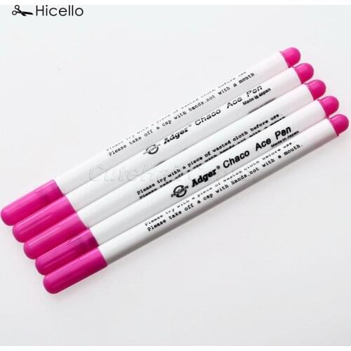 Hicello 5Pcs/Bag Pink Soluble Water Erasable Pens Cross Stitch Grommet Ink Fabric Marker Marking Pens DIY Needlework Home Tools