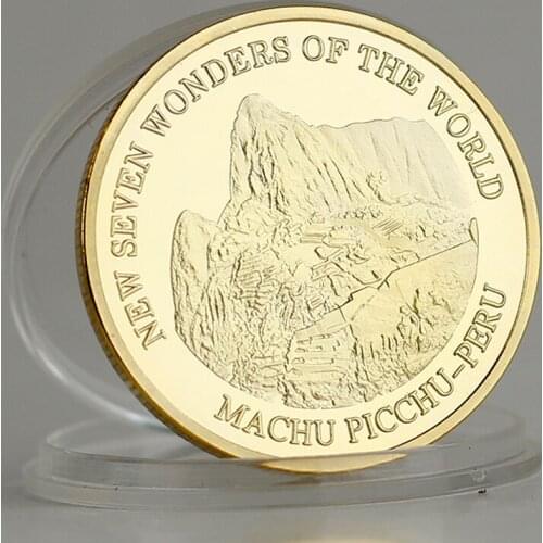 2007 Peru Cuzco Machu Picchu Coin New Seven Wonders of The World Gold Plated Coins Collection