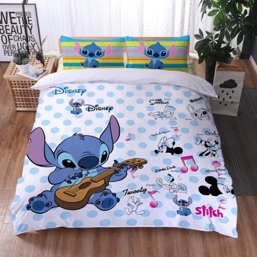 Disney Lilo & Stitch Bedding Set Boys Girls American Style Bedroom Decoration Bedclothes Queen King Size Baby Gift Home textiles