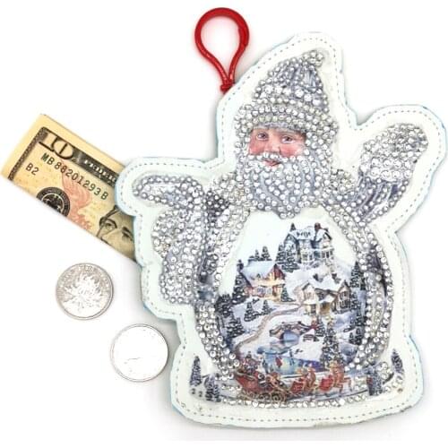 DIY Full Drill Diamond Painting Wallet Bag Snowman Pattern Coin Purse Keychain Pendant Stitch Embroidery Christmas Gift for Kids