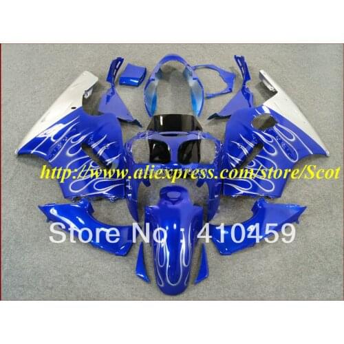 2015 HOT!! White flames blue Fairing kit for KAWASAKI Ninja ZX12R 00 01 ZX 12R 2000 2001 ZX-12R Motorcycle Fairings body work