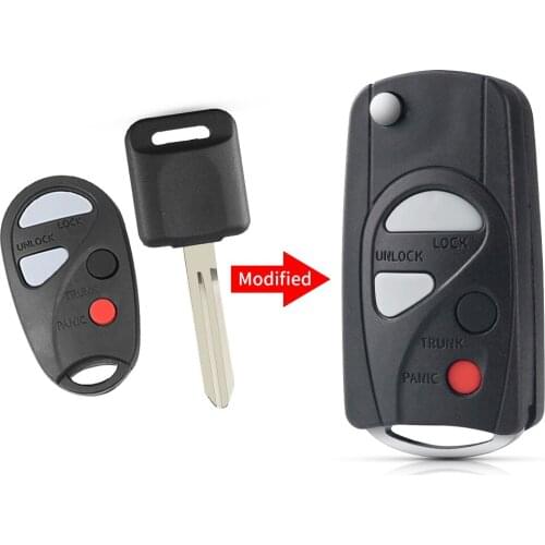 KEYYOU Modified Car Key Case Shell for NISSAN Sunny Cefiro 4 Buttons Uncut Blade Modified Folding Remote Blank Keys Case