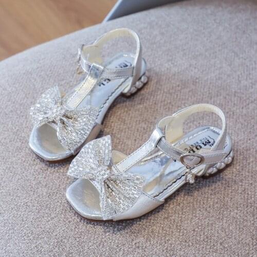 Fashion Rhinestone Bow Girls Princess Sandals Casual Comfortable Kids Sandals Children Shoes Girls Beach Sandals E858