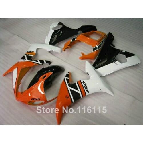ABS plastic fairing kit for YAMAHA R6 03 04 05 white orange black YZF R6 2003 2004 2005 fairings set 2377