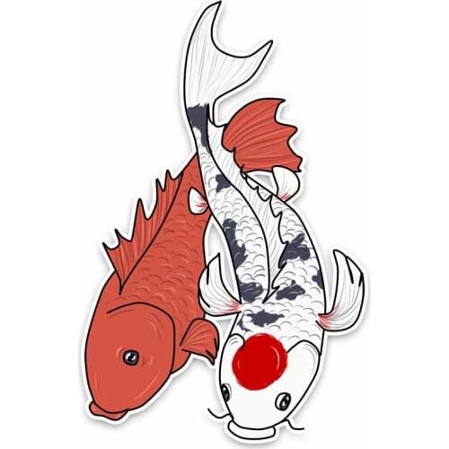 New Personality Koi Red and White Fish Car Stickers Vinyl PVC 15cm*10cm Motorcycle Decals Waterproof Windshield Car Decals