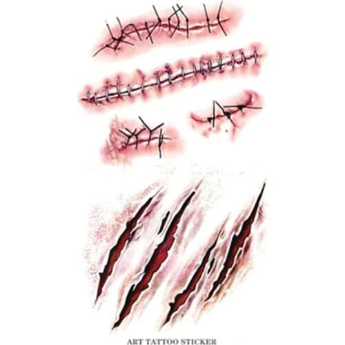 New Listing Halloween bloody temporary tattoo stickers Mending scars 10X6CM