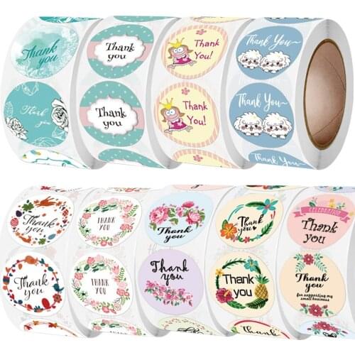 Gift Sealing Stickers 500PCS/rolls Thank you Love Design Diary Scrapbooking Stickers Festival Birthday Gift Decorations Labels