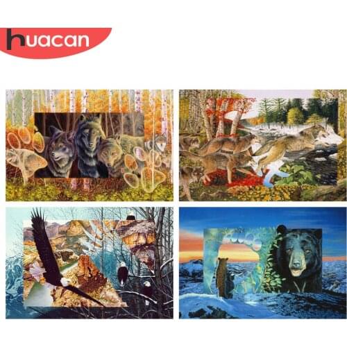 HUACAN Full Square/Round 5d Diamond Painting Eagle Mosaic Animal DIY Diamond Embroidery Animal Home Decor Handicraft