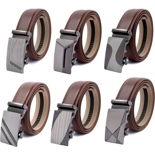 100% 21 style Top Quality Automatic Buckle Cow Man Belts Genuine Leather Belt Luxury Leather Belts
