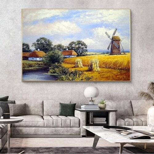 SELFLESSLY ART Vintage Oil Painting Print Landscape Poster Wall Art Canvas Picture Country Style For Home Living Room Decoration