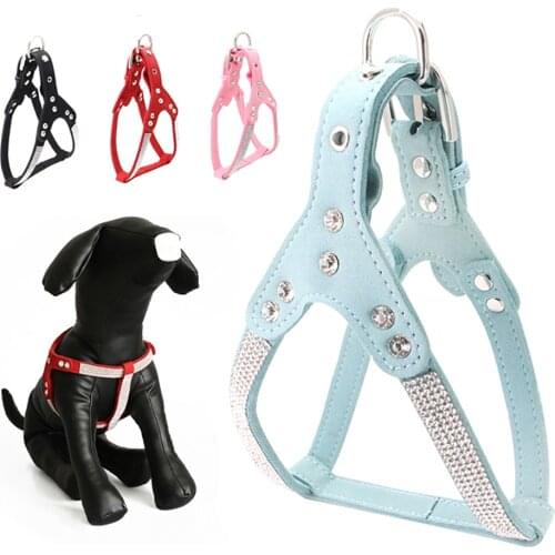Rhinestone Small Dog Harness Leash Lead Puppy Vest Bling Crystal Cat Adjustable Harness Strap for Dog Chuihuahua French Bulldog
