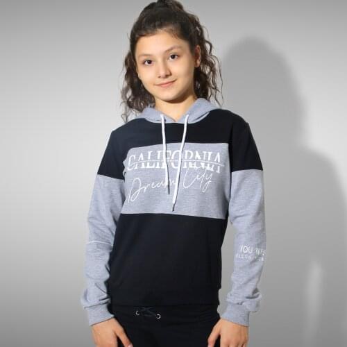 CHILDREN AND YOUNG GIRLS HOODIES SWEATSHIRT AUTUMN TOP CLOTHING HOODED LONG SLEEVE GRAY SMOKED DARK BLUE FASHION TRACKSUIT TOP SPORTS