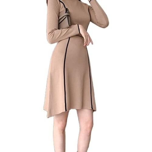 Knit dress one piece korea Ladies long sleeve autumn celebrities Sexy Night club Party Warm Dresses for women clothing fashion