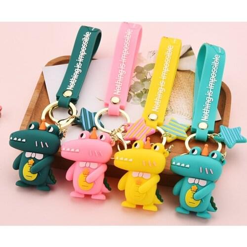 Creative Cartoon Epoxy Crocodile Keychain Cute PVC Doll Pendant Keyring Women Couple Bag Key Chains Ornament Gift