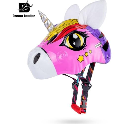 Dream Lander New Arrival 3D unicorn KID’S Bike Helmet with Taillight Creative Toddler Bike Helmet