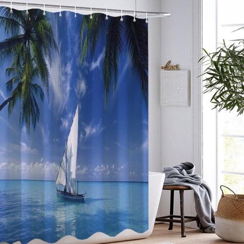 Steamship Waterproof Shower Curtain The Sea Bathroom Curtain Landscape Home 3D Printing Curtain Washable Shower Curtain