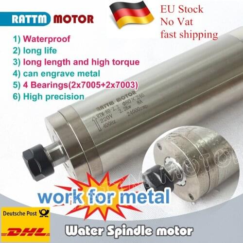 High Quality Lathe Waterproof Water Cooling Spindle Motor 2.2KW 220V ER20 For Metal