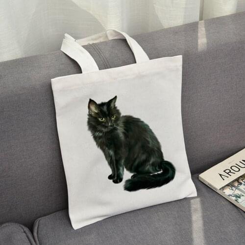 2020 Fashion Handbag for Women Korea Original Cute Cat Canvas Shopping Bag Animal Prints Girl Student Shoulder Bags Utility Tote