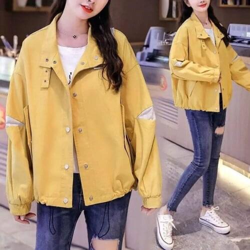 Womens short jackets spring and autumn new Korean Version fashion casual color matching loose all-match trend street jacket