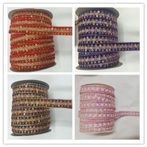 10 Yards/Pack Width15mm Sequins Lace Trimming Garment Curtain DIY Handmade Decoration Wedding Costume Sewing Craft Accessories