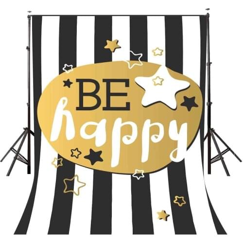 150x220cm Be Happy Background Black and White Vertical Stripes Photography Backdrops Studio Props