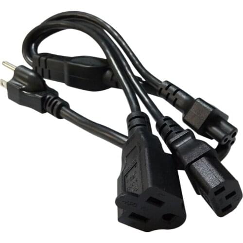 16AWG US 5-15P TO C13+C5+5-15R Japan Nema Plug 5-15P 3 Pin to US 5-15R+IEC320 C5+C13 Wire Power Extension Cable(US Plug)