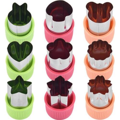 3PCS Star Heart Shaped Kitchen Knife Plastic Handle Portable Kitchen Tool Stainless Steel Fruit Cutting Die