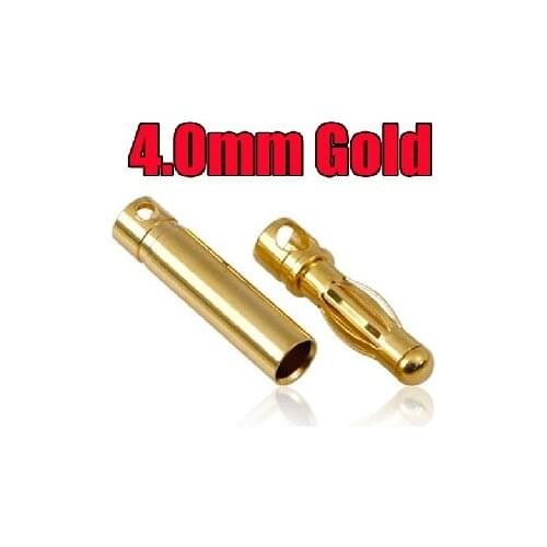 4.0mm Gold Plated Banana Plug Pairs Male Female Plug Battery Connector 10 Pair/20pcs Fast Shipping