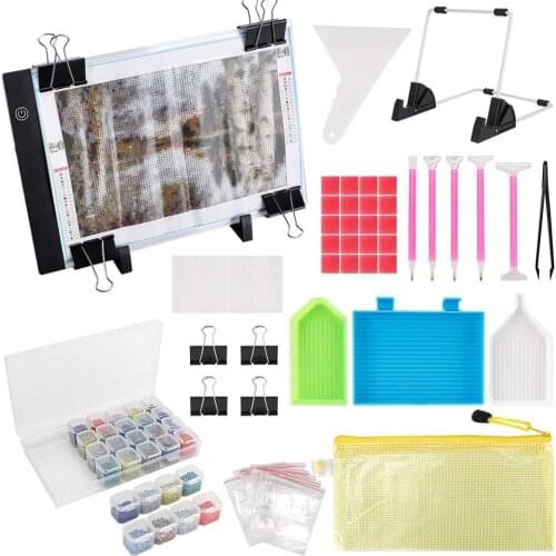 59PCS) Diamond Painting A4 LED Light Pad for Diamond Painting, USB Powered 5D Diamond Embroidery Accessories Light Board Tools
