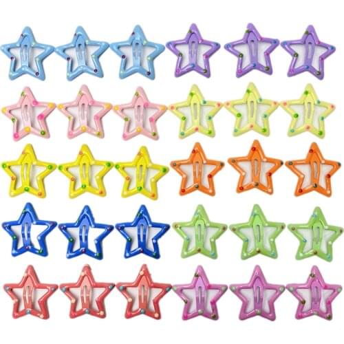 80pcs/lot New Women Candy Colors BB Clips Girls Hairpins Hair Clip Star Shape Hairgrips Kids Headwear Children Accessories