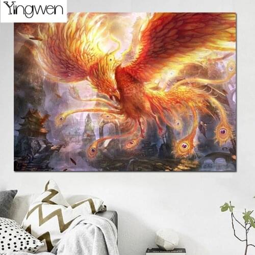 Full Diamond 5D DIY Diamond Painting Phoenix Bird Animal Diamond Embroidery Mosaic Cross Stitch Kits Phantasy Home Decor Gift
