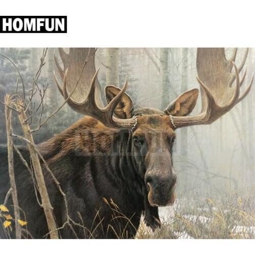 HOMFUN Full Square/Round Drill 5D DIY Diamond Painting "bull moose" Embroidery Cross Stitch 5D Rhinestone Decor A00265