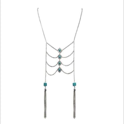 Bohemia Alloy Tassel Chain Pendant Necklace For Women Ethnic Multi Tassel Long Chains Necklace Fashion Jewelry Colliers Collar