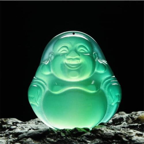 Buddhist Buddha Amulet Green Carnelian Mile FO Smile Buddha Maitreya Amulet Charms TBP378