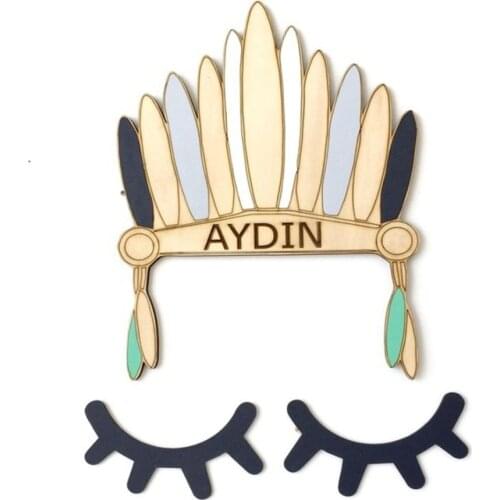 Wooden Indian Crown Unicorn Rabbit Ear Wall Hanging For Kids Baby Room Decoration Nordic Style Home Decor Children Gift Idea