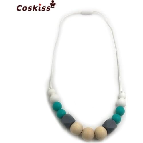Baby Teether Nursing Necklace Food Grade Silicone Teether Wooden Beads Teether Nature Safe Organic Infant Necklace Teether Toys