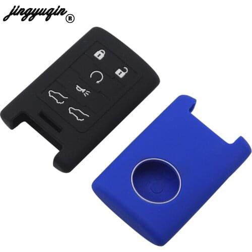 Jingyuqin 6 Buttons Silicone Car Key Case Remote Fob Cover For 2007-2014 Cadillac Escalade ESV EXT Holder Shell