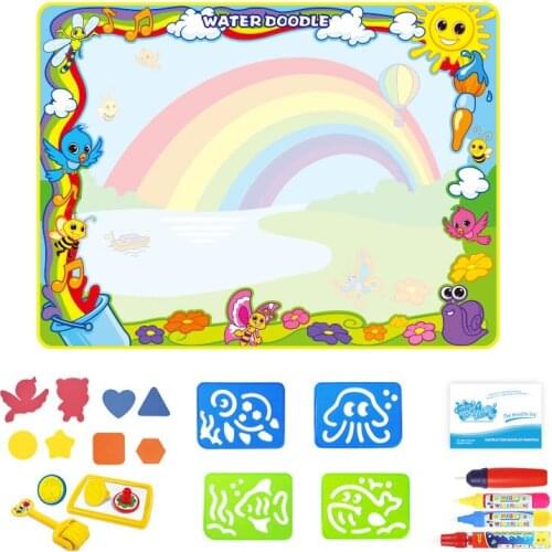Large Size 120*90cm Water Drawing Mat Pianting Writing Boards with 4 Pcs Water Pens EVA Stamps Kids Education Toy Drawing Set
