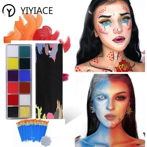 YIYIACE 12 Colors Flash Tattoo Face Body Paint Oil Painting Art use in Halloween Party Fancy Dress Beauty Makeup Tool Painting