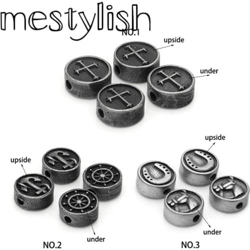 Mestylish 10pcs/Lot 5*11mm Antique Stainless Steel Spacer Beads Cross/Anchor/Horse Spacer Beads DIY Bracelet Jewelry Findings