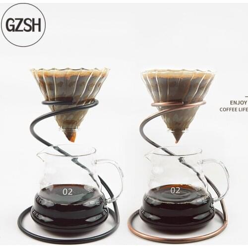 GZSH Bronze Coffee Filter Cup Holder Set Combination Metal Hand Punch Holder Drip-type Shelf Cloud Sharing Pot Filter Paper #14