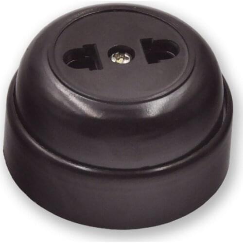 4pcs Home Improvement Retro Round Mounted Socket Two Holes Vintage Wall Electric Socket 10A250V