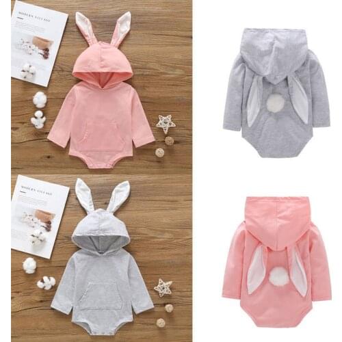 PUDCOCO Newest Cute Infant Baby Kids Boys Girls Jumpsuit Bodysuit Rabbit Ear Clothes Outfit
