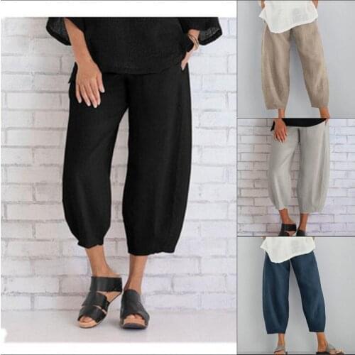 In 2021 the new pure color large size ladies contracted and relaxed leisure nine minutes of pants