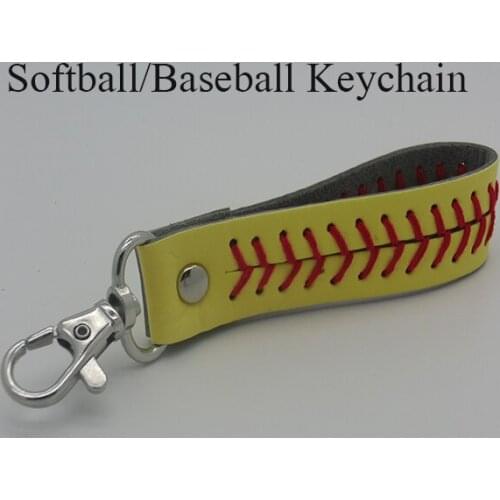 Wholesale 100pcs/lot 2019 New Softball And Baseball Keychain 3 Color (Yellow White Orange) Woven Leather Key Chain