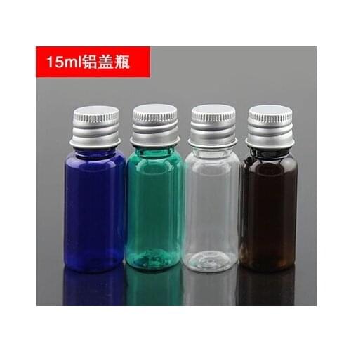 Wholesale 15ML Aluminum Cap Bottle PET Plastic Cosmetic Bottle Dispensing Small Sample Leakproof Bottles 20pcs/lot