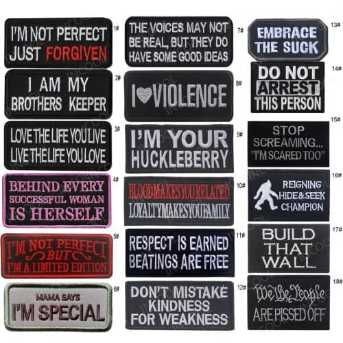 3D Embroidery Patch Successful Woman I Am Perfect Love Life Tactical Military Patches Appliques Emblem Embroidered Badges